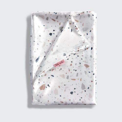 satin pillowcase white terrazzo 230305